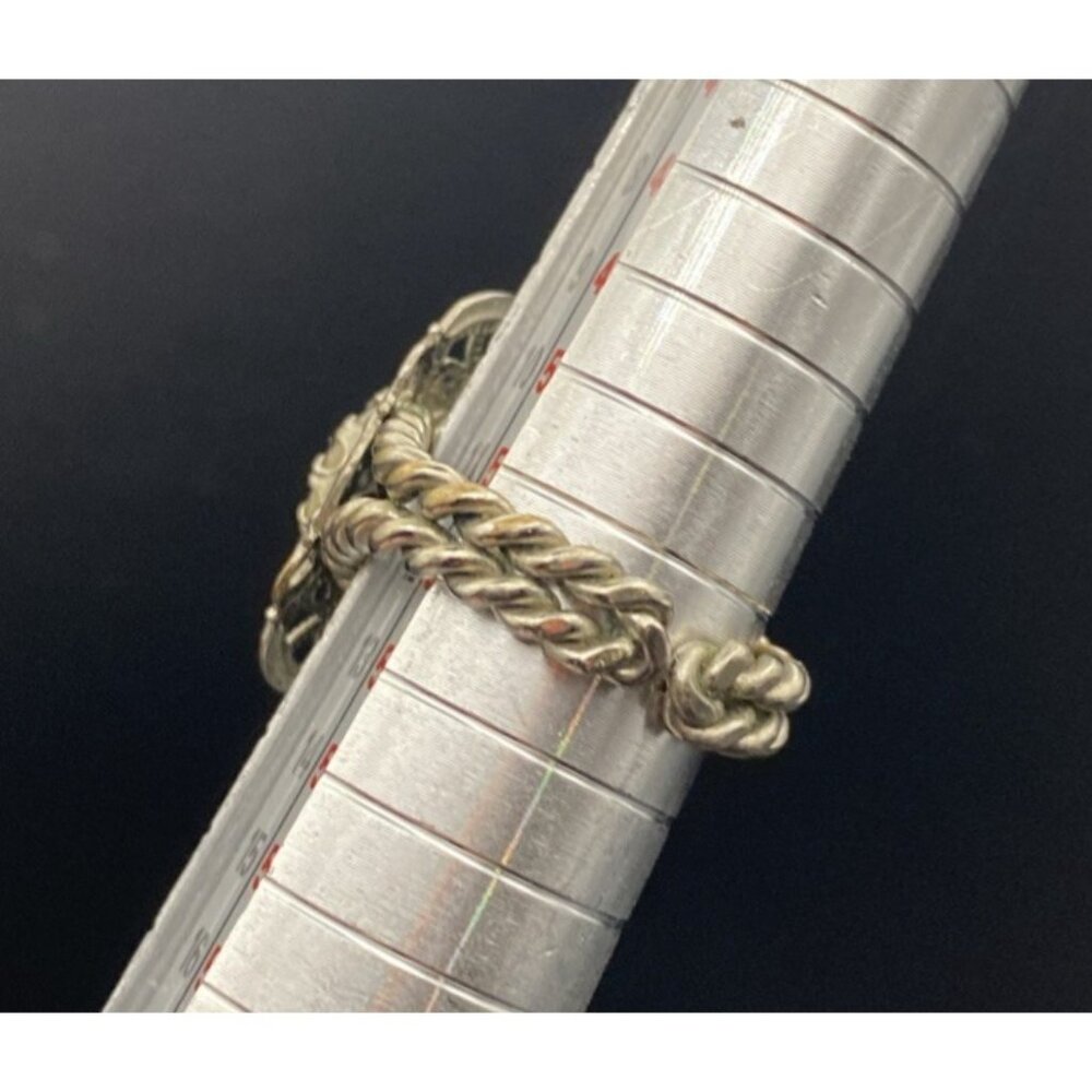 Vintage Signed Western Germany Ring MOP Filigree Silver Tone Adjustable LOOK - Picture 10 of 13